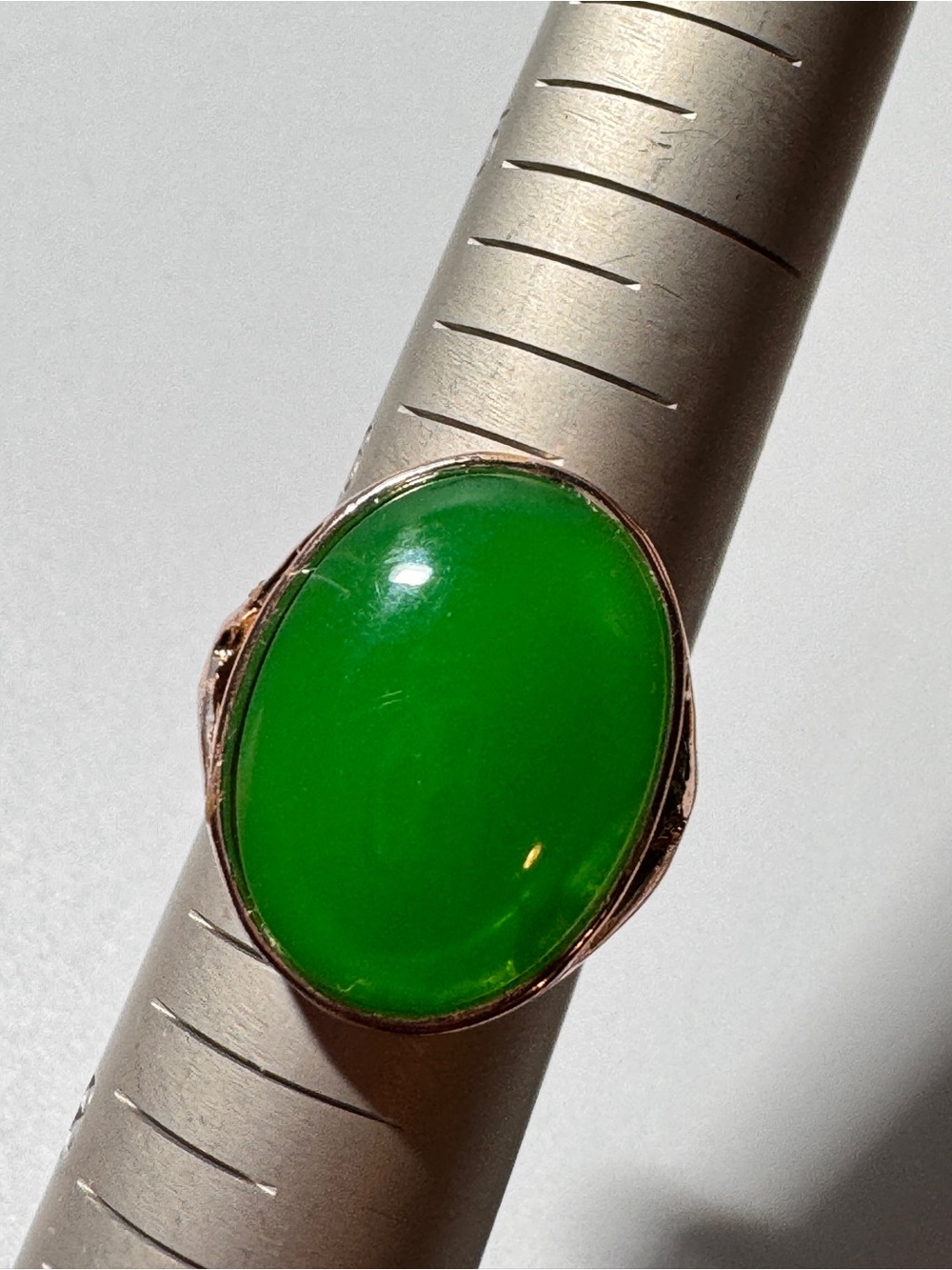 Green Oval Cabochon Statement Ring - Unbranded